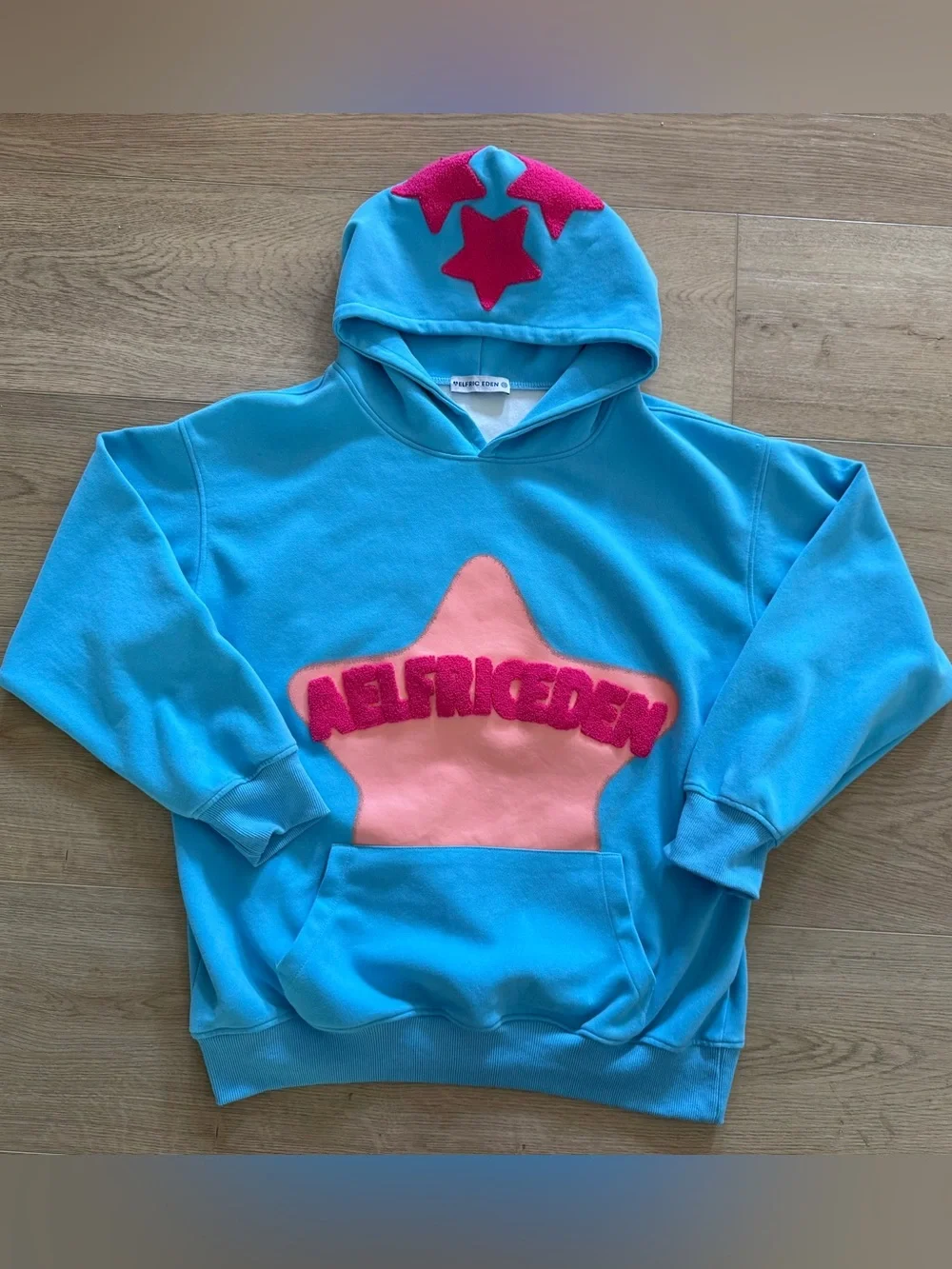 Elfric Eden Oversized Star Graphic Hoodie XS Blue Pink